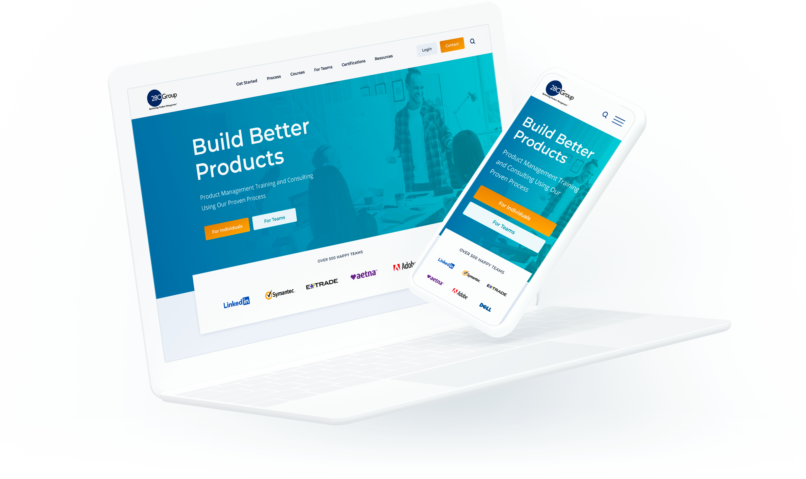 280 group website overview on laptop & mobile