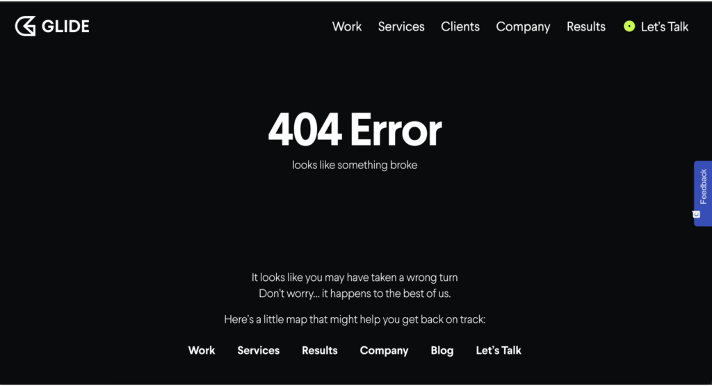 Example of a 404 page