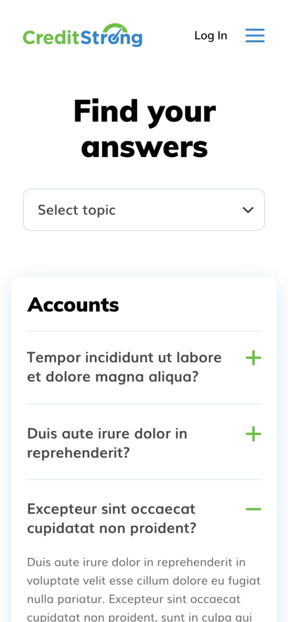 Credit Strong - FAQ by Glide Design