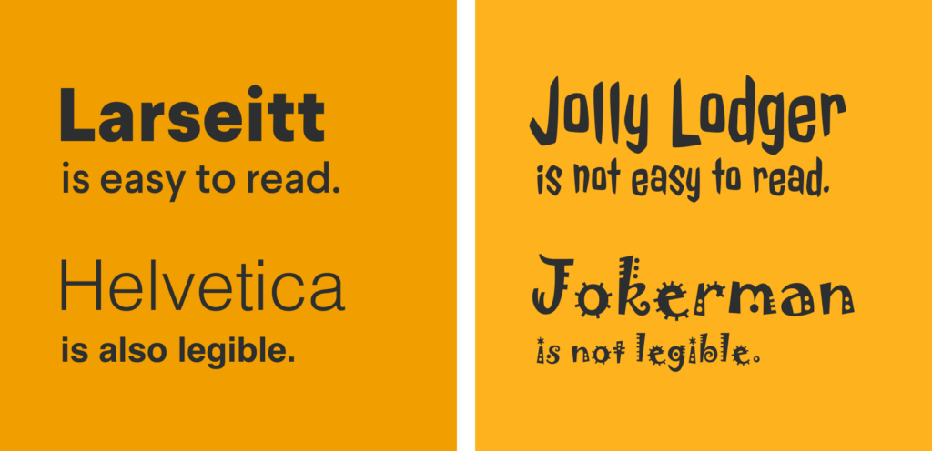Examples of fonts that are easy to read and fonts that are hard to read.