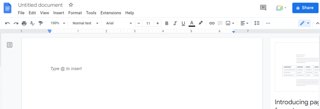 Google Docs screen