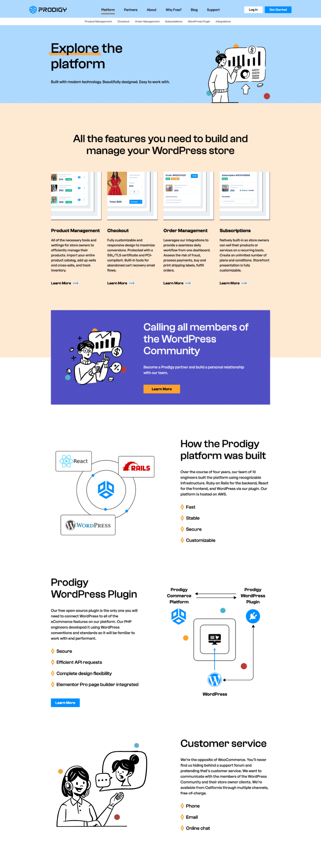 Prodigy Commerce Homepage Overview