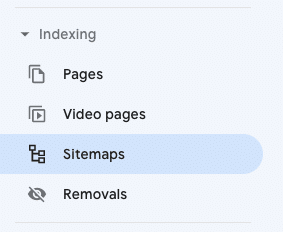 Indexing report on Google Search Console highlighting the Sitemaps report