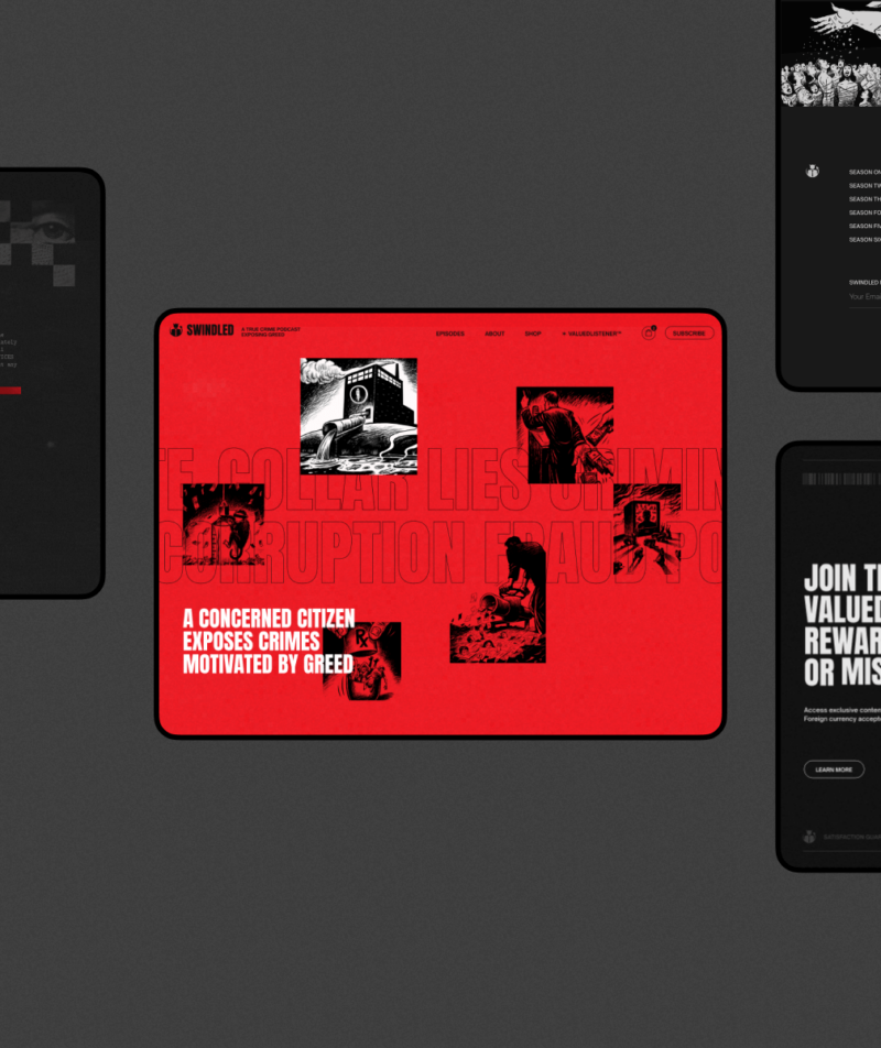 Swindled Podcast Website Design by Glide on Desktop and Mobile